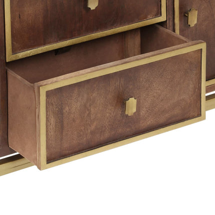 Credenza 120x29x60 cm in Legno Massello di Mango
