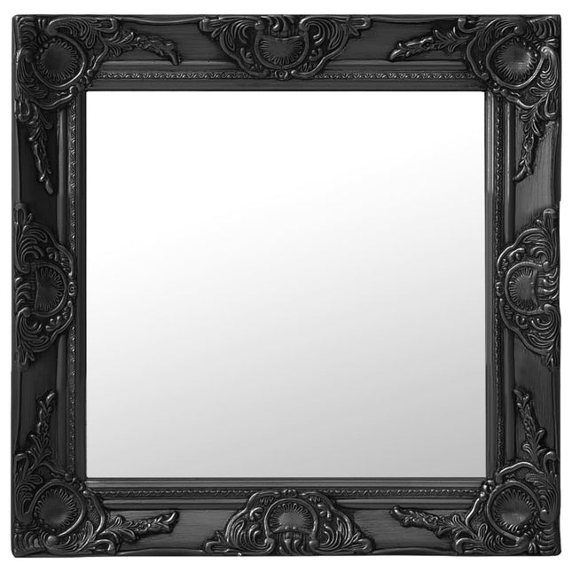 Specchio da Parete Stile Barocco 50x50 cm Nero