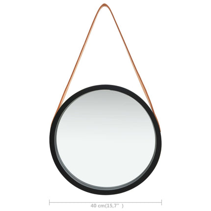 Specchio da Parete con Cinghia 40 cm Nero