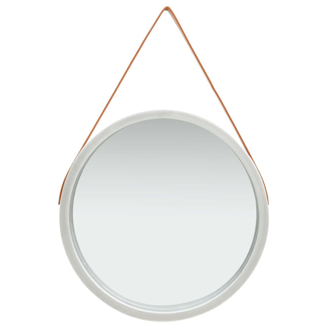Specchio da Parete con Cinghia 60 cm Argento