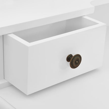 Tavolo da Trucco e Sgabello Bianco 80x69x141 cm Legno Paulownia
