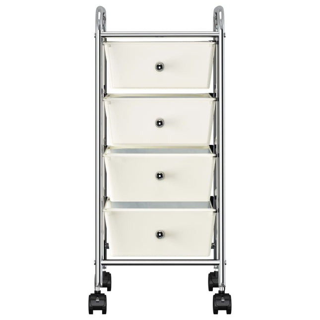 Carrello Portaoggetti Mobile con 4 Cassetti Bianco in Plastica