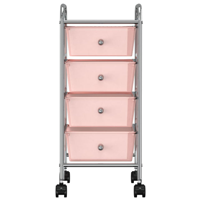 Carrello Portaoggetti Mobile con 4 Cassetti Rosa in Plastica