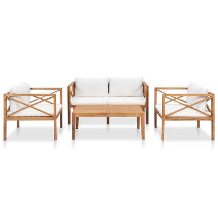Set Divani da Giardino 4 pz con Cuscini Legno Massello di Teak