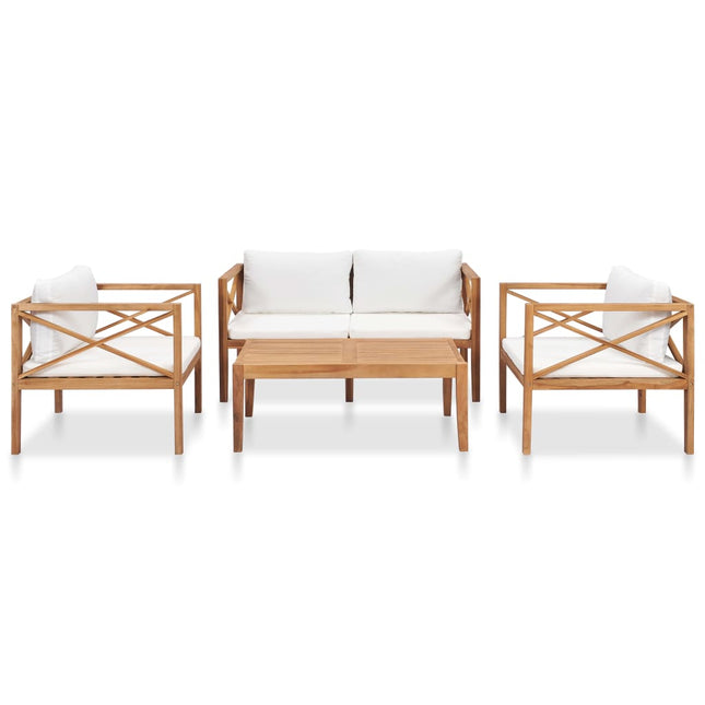 Set Divani da Giardino 4 pz con Cuscini Legno Massello di Teak