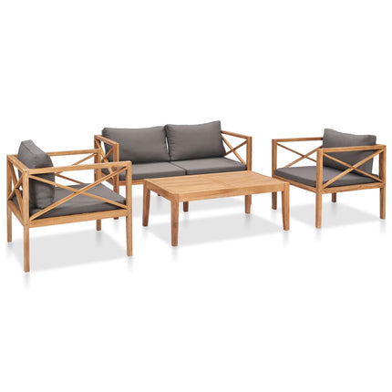 Set Divani da Giardino 4 pz con Cuscini Legno Massello di Teak