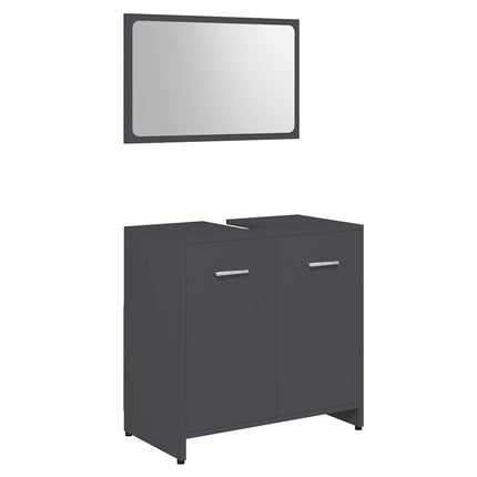 Set di Mobili da Bagno Grigio in Legno Multistrato