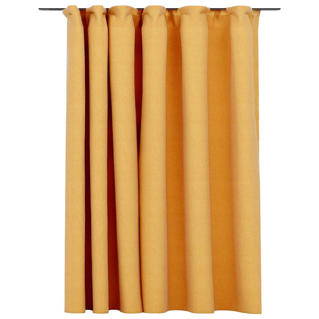 Tenda Oscurante Effetto Lino con Ganci Gialle 290x245 cm
