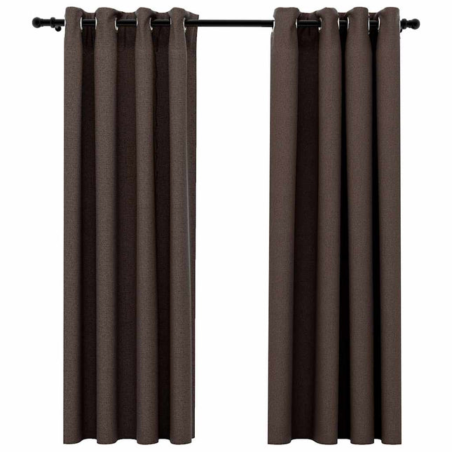 Tende Oscuranti Effetto Lino con Occhielli 2 pz Talpa 140x175cm