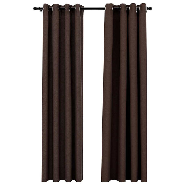 Tende Oscuranti Effetto Lino con Occhielli 2 pz Talpa 140x245cm