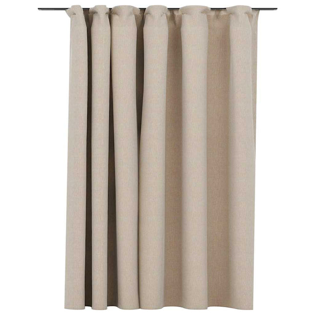 Tenda Oscurante Effetto Lino con Ganci Beige 290x245 cm