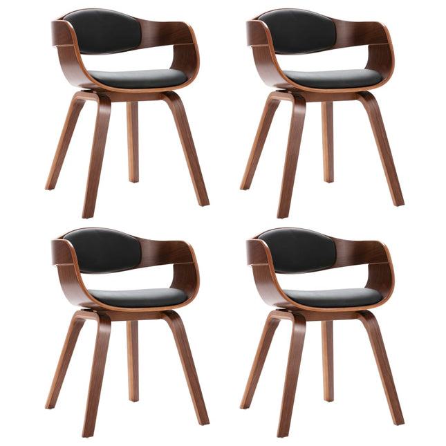 Sedie da Pranzo 4 pz in Legno Curvato e Similpelle