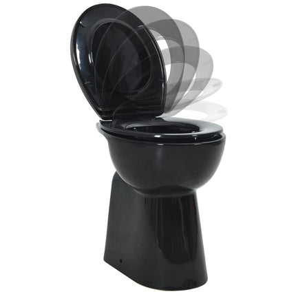 WC Sospeso con Design Senza Bordi 7 cm PiÃ¹ Alto Ceramica Nera