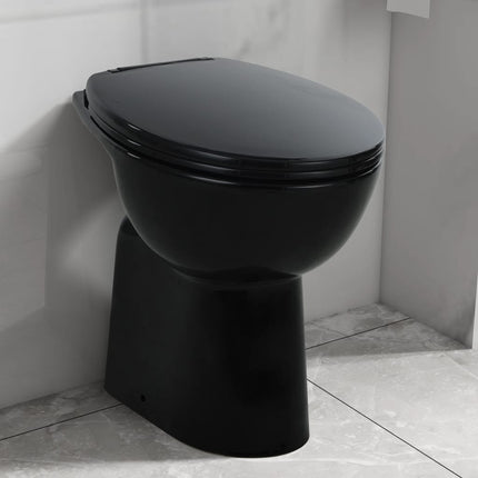WC Sospeso con Design Senza Bordi 7 cm PiÃ¹ Alto Ceramica Nera