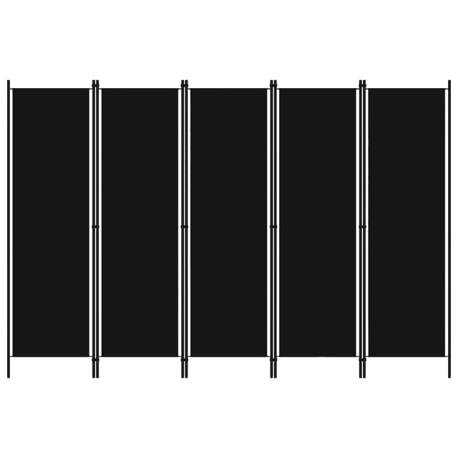 Paravento a 5 Pannelli Nero 250x180 cm