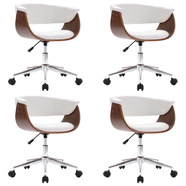 Sedie da Pranzo Girevoli 4 pz Bianche in Similpelle