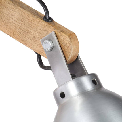 Lampada da Parete E27 Argento Legno Massello di Mango e Ferro