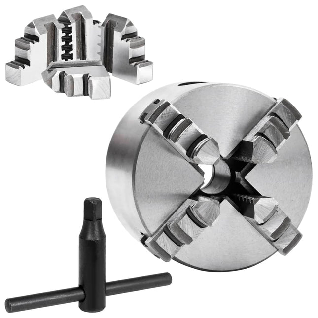 Mandrino per Tornio a 4 Griffe Autocentrante 80 mm in Acciaio