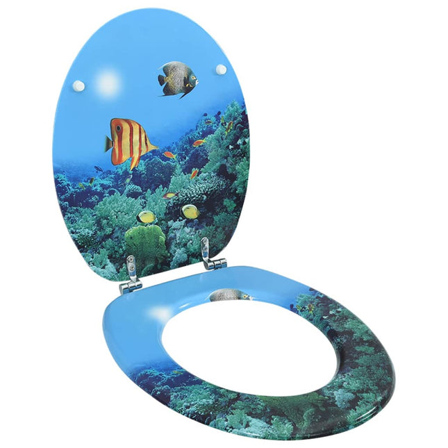 Tavoletta WC con Coperchio MDF Design Fondo Mare