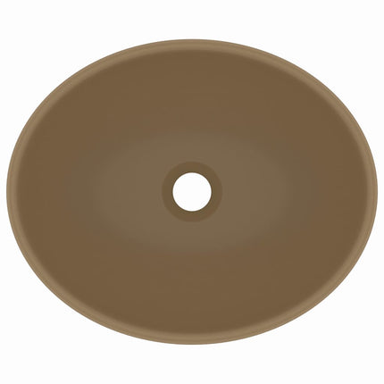 Lavandino Lusso Ovale Crema Opaco 40x33 cm in Ceramica