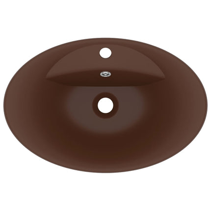 Lavabo con Troppopieno Ovale Marrone Opaco 58,5x39cm Ceramica