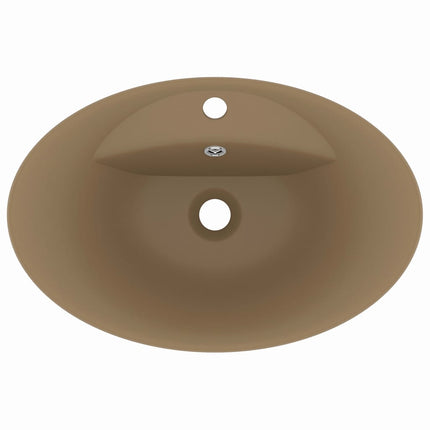 Lavandino con Troppopieno Ovale Crema Opaco 58,5x39cm Ceramica