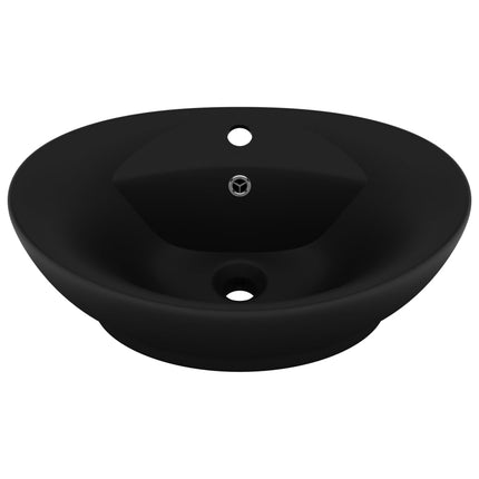 Lavandino con Troppopieno Ovale Nero Opaco 58,5x39cm Ceramica