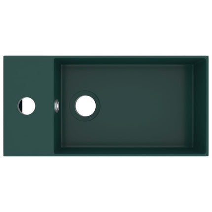 Lavandino con Troppopieno in Ceramica Verde Scuro