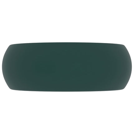 Lavandino Lusso Rotondo Verde Scuro Opaco 40x15 cm in Ceramica