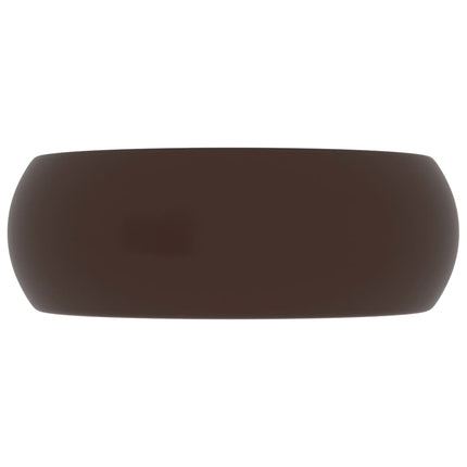 Lavandino Lusso Rotondo Marrone Scuro Opaco 40x15cm in Ceramica