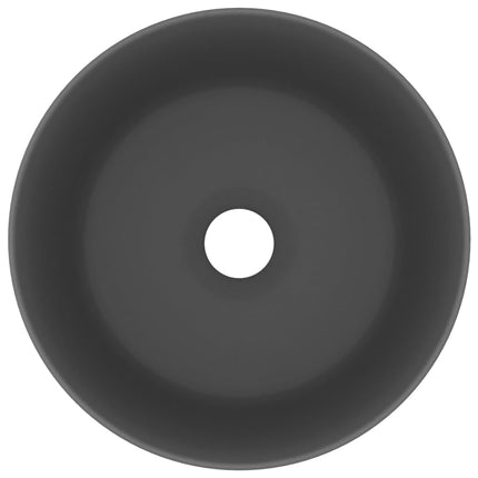 Lavandino Lusso Rotondo Grigio Scuro Opaco 40x15 cm in Ceramica