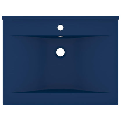 Lavandino con Foro Rubinetto Blu Scuro Opaco 60x46 cm in Ceramica