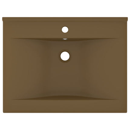 Lavandino con Foro Rubinetto Crema Opaco 60x46 cm in Ceramica