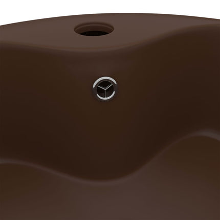 Lavandino con Troppopieno Marrone Scuro Opaco 36x13 cm Ceramica