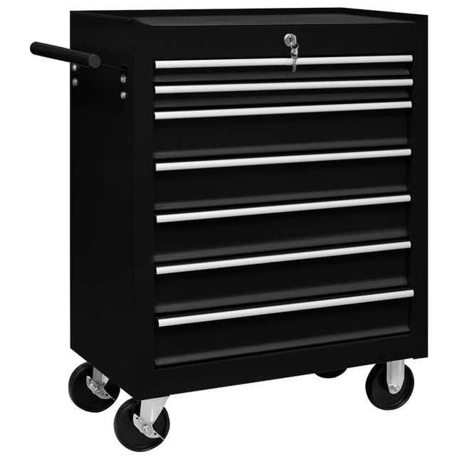 Carrello Portautensili con 7 Cassetti per Officina Nero