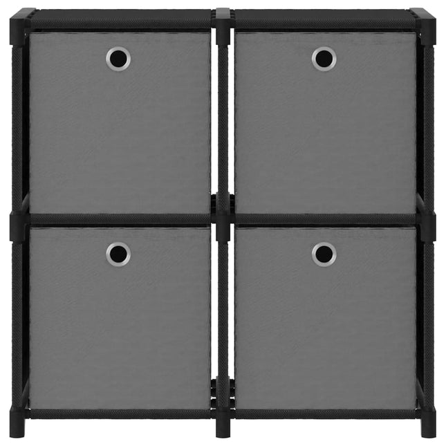 Mobile con 12 Scatole a Cubo Nero 69x30x72,5 cm in Tessuto