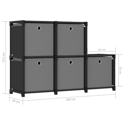 Mobile con 5 Scatole a Cubo Nero 103x30x72,5 cm in Tessuto