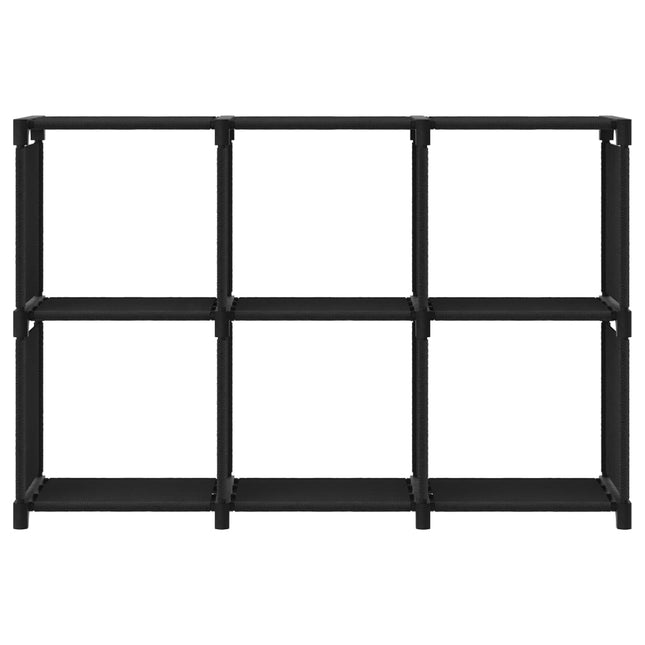 Mensola con 6 Vani a Cubo Nera 103x30x72,5 cm in Tessuto