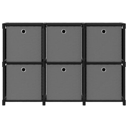 Mobile con 6 Scatole a Cubo Nero 103x30x72,5 cm in Tessuto
