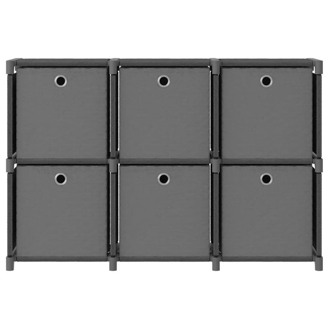 Mensola con 6 Scatole a Cubo Grigia 103x30x72,5 cm in Tessuto