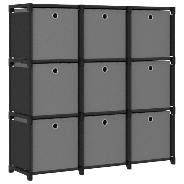 Mobile con 9 Scatole a Cubo Nero 103x30x107,5 cm in Tessuto