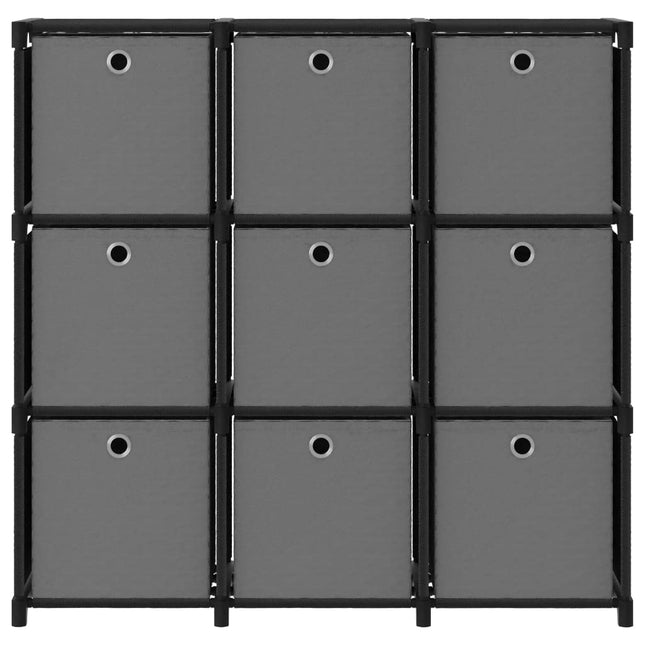 Mobile con 9 Scatole a Cubo Nero 103x30x107,5 cm in Tessuto