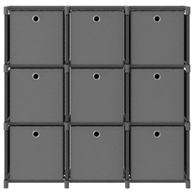 Mobile con 9 Scatole a Cubo Grigio 103x30x107,5 cm in Tessuto