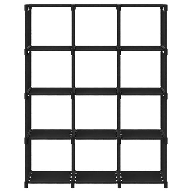 Mensola con 12 Vani a Cubo Nera 103x30x141 cm in Tessuto