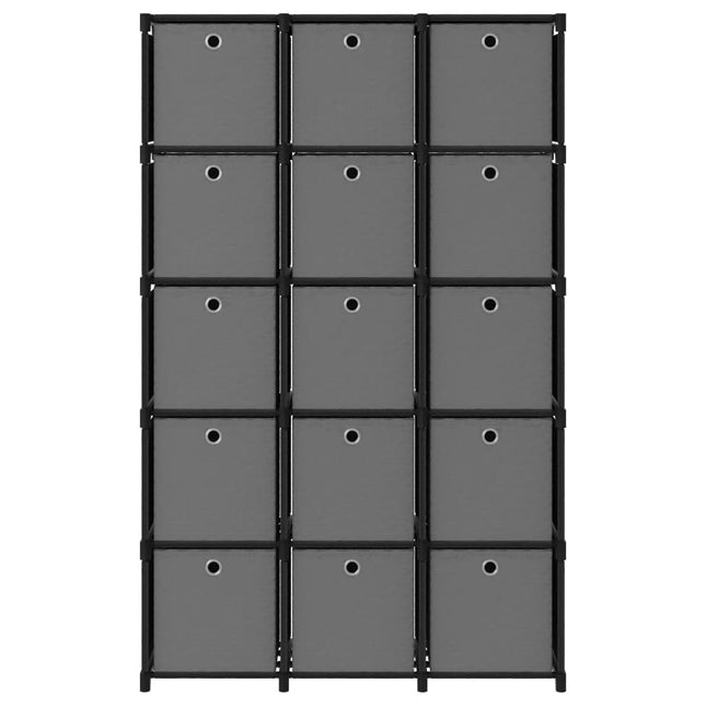 Mobile con 15 Scatole a Cubo Nero 103x30x175,5 cm in Tessuto