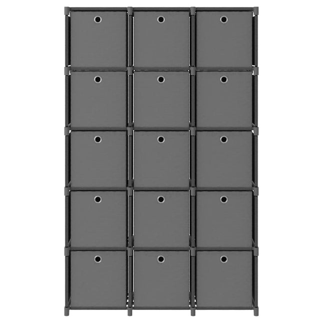 Mobile con 15 Scatole a Cubo Grigio 103x30x107,5 cm in Tessuto