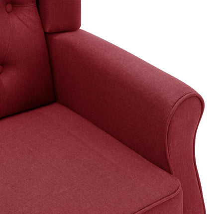 Poltrona con Poggiapiedi Rosso Vino in Tessuto