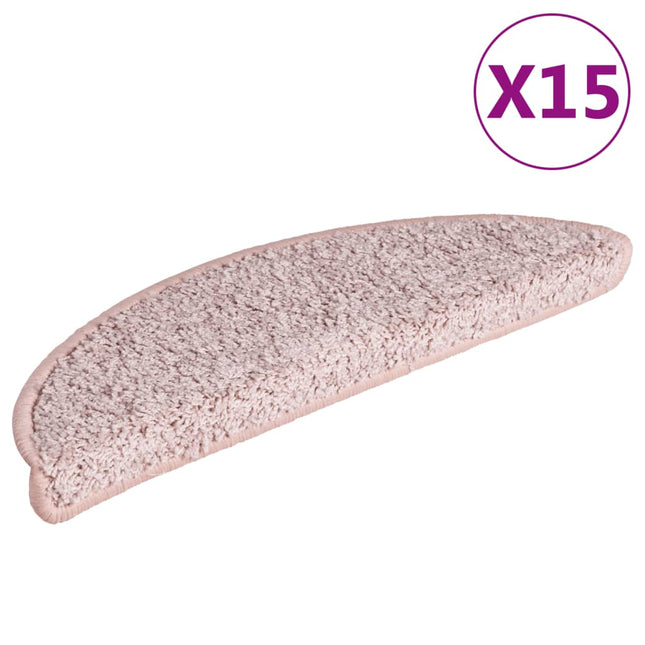 Tappetini per Scale 15 pz Rosa Chiaro 56x17x3 cm