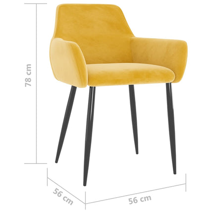 Sedie da Pranzo 2 pz Giallo Senape in Velluto