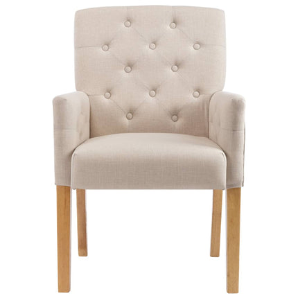 Sedia da Pranzo con Braccioli Beige in Tessuto